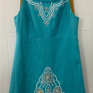 Lily Pulitzer Turquoise Embroidered Sleeveless Dress